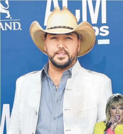  ?? Photos / AP ?? Jason Aldean owns some of his material but is eager to own it all, so that he can leave it to his family. Recording artists owning their own material is a matter dear to the heart of Taylor Swift (below).