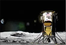  ?? COURTESY PHOTO — INTUITIVE MACHINES ?? An artist’s depiction of the Odysseus lander, the spacecraft that houses the ROLSES instrument, on the surface of the moon. The lander toppled sideways on Thursday, cutting NASA missions short.
