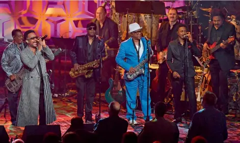  ??  ?? Robert ‘Kool’ Bell, James ‘JT’ Taylor, Ronald Bell, and Dennis Thomas of Kool &amp; The Gang perform at the ceremony