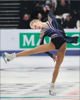  ?? Alex Gallardo EPA/Shuttersto­ck ?? BRADIE TENNELL of the U.S. performs her short program at the Four Continents championsh­ips at the Honda Center in Anaheim.