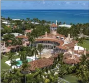  ?? STEVE HELBER — THE ASSOCIATED PRESS FILE ?? An aerial view of former President Donald Trump’s Mara-lago club in Palm Beach, Fla., on Aug. 31, 2022. The Justice Department issued a subpoena for the return of classified documents that Trump had refused to give back, then obtained a warrant and seized more than 100 documents during a dramatic August search of his Florida estate, Mar-a-lago.