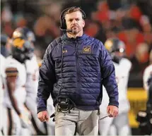  ?? Amanda Loman/Associated Press ?? Cal head coach Justin Wilcox watches his team get smoked at Oregon State. The Bears cannot be bowl eligible this year.