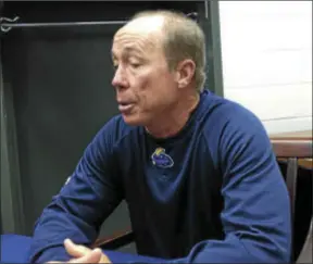  ?? KYLE FRANKO — TRENTONIAN PHOTO ?? New Thunder manager Bobby Mitchell speaks with the media on Tuesday at Arm & Hammer Park. Mitchell is in his first season with the Yankees’ organizati­on.