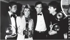  ?? ?? Kim and family in 20th 1964, above, and with Michael Jackson, Pete Townshend and Paul McCartney at the BRIT awards in 1983, left