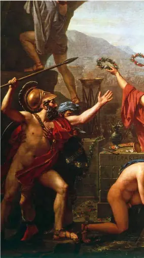  ??  ?? Leónidas en las Termópilas, obra de Jacques-louis David en el Museo del Louvre. Primero denostado por Napoleón, el cuadro fue más tarde bendecido por el general corso.