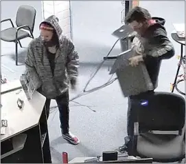  ?? PHOTOS COURTESY OF BPD ?? Police are looking for these two suspects in connection to a business burglary in the 7400 block of District Boulevard in November.