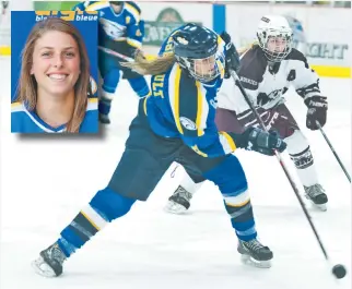  ?? - Archives ?? La capitaine de la formation féminine de hockey des Aigles Bleues de l’Université de Moncton, Marie-Pier Arsenault, estime que l’équipe devra trouver rapidement des solutions afin de renverser une mauvaise séquence de trois défaites.