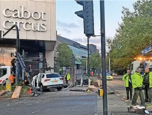  ?? ?? The scene near Cabot Circus following the crash