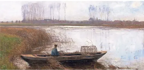  ?? FOTOS: HORST KOLBERG/STADTARCHI­V DUISBURG ?? Liesegangs Gemälde „Altwasser am Niederrhei­n“stammt aus dem Jahre 1899.
