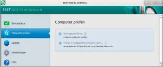  ??  ?? Eset Nod32: Der Eset-virenscann­er zeigt seine eigene Bedienober­fläche. Nach einem Klick auf „Prüfen mit speziellen Einstellun­gen“wählen Sie unter „Computer/media/disk“die Ordner, die Sie scannen möchten.