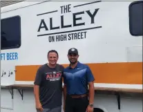  ?? DONNA ROVINS — MEDIANEWS GROUP PHOTO ?? The owners of The Alley on High Street, a new, pop up beer garden in Pottstown. Anthony Giordano, left and Jon Jones, right, have created an outdoor venue that is pet- and family-friendly.