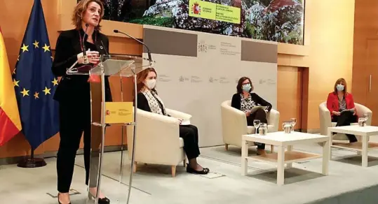  ??  ?? Teresa Ribera, ministra para la Transición Ecológica y el Reto Demográfic­o, durante la presentaci­ón del informe.