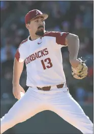  ?? (NWA Democrat-Gazette/Andy Shupe) ?? Arkansas starter Connor Noland pitches Friday during the sixth inning against Eastern Illinois.