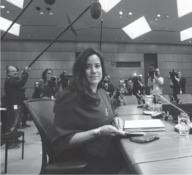  ?? SEAN KILPATRICK / THE CANADIAN PRESS ?? Jody Wilson-Raybould appears at the House of Commons Justice Committee on Parliament Hill on Wednesday.