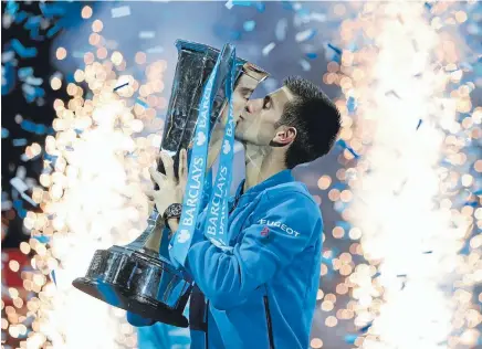  ?? Photo: REUTERS ?? Novak Djokovic celebrates his 82nd win of the year, offset by just six losses.