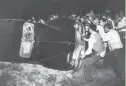  ?? JOURNAL NEWS ?? A white mob overturns a car near Peekskill, New York, on Aug. 27, 1949, in a riot against a concert by singer Paul Robeson.
