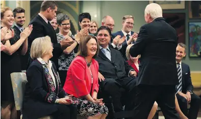  ?? LARS HAGBERG / AFP / GETTY IMAGES ?? Prime Minister Justin Trudeau dissolved the department of Indigenous And Northern Affairs Canada and replaced it with two new ministries, naming Jane Philpott, centre, the minister of the Department of Indigenous Services.