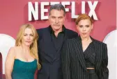  ?? VIANNEY LE CAER/INVISION ?? Gillian Anderson, Rufus Sewell and Billie Piper attend the “Scoop” premiere March 27.