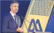  ?? PTI ?? Kevin Pietersen speaks at the 6th MAK Pataudi Memorial Lecture and BCCI Awards in Bangalore on Tuesday.