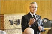  ??  ?? Youngstown State University president Jim Tressel won’t have to worry about contract extensions.