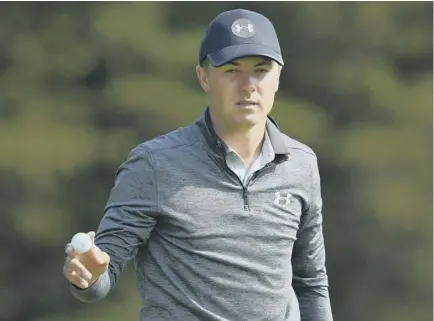  ??  ?? 2 Jordan Spieth reacts to his putt on the 13th green during the second round of the US PGA Championsh­ip at Bethpage Black. The former world No 1 sits at five under par after adding a 66 to his opening 69.