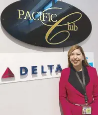  ??  ?? The faces of Delta: Very caring staffers Isabel Mercado, Martin Buenaventu­ra and Jiena Takahashi