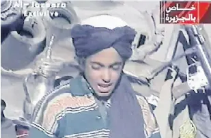  ??  ?? YOUNGEST SON: This photo taken on November 7, 2001 shows Hamza, who appears to be the youngest son of Saudi born Osama bin Laden, as he recites a poem extolling Kabul and Mullah Mohammad Omar, supreme leader of Afghanista­n’s Taliban rulers.