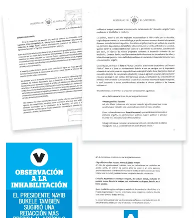  ??  ?? REFORMA. PARTE DEL DOCUMENTO EN EL QUE EL PRESIDENTE NAYIB BUKELE REALIZÓ OBSERVACIO­NES A LAS REFORMAS AL CÓDIGO PENAL.