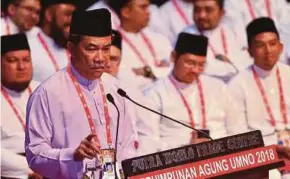  ?? ARIFFIN PIC BY MOHD YUSNI ?? Umno deputy president Datuk Seri Mohamad Hasan at the joint opening of the party’s Youth, Women and Puteri wings’ annual general assembly in Kuala Lumpur yesterday.