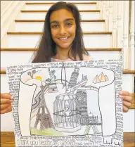  ??  ?? Sixth-grader Yana Thukral won first place in the Grade five to eight category of the Bruce Museum’s new Junior Art Competitio­n for her work ‘Trapped in Darkness.’