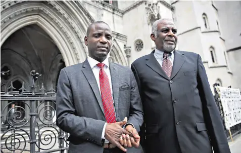  ??  ?? Duwayne Brooks, left, with Neville Lawrence, Stephen’s father, said Det Ch Insp Clive Driscoll should have been given more time to pursue the rest of the gang