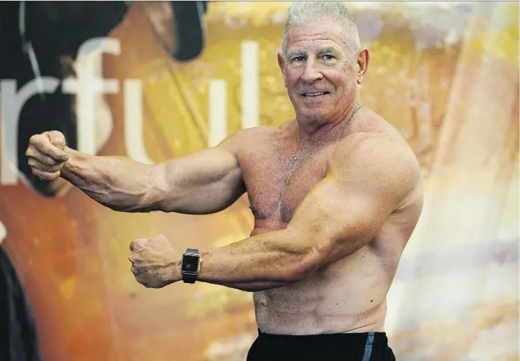  ?? PHOTOS: LARRY WONG ?? Rick Newcombe, a 62-year-old from Edmonton who started bodybuildi­ng at age 59, placed third in the 55-plus division at the Canadian Bodybuildi­ng Championsh­ips.