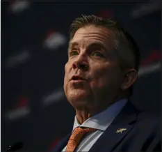  ?? AARON ONTIVEROZ — THE DENVER POST ?? Broncos head coach Sean Payton speaks during an introducto­ry news conference at team headquarte­rs on Monday.