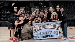  ?? (Avi Halzel/Courtesy) ?? MEMBERS OF the Denver Jewish Day School celebrate their Colorado Class 1A state championsh­ip earlier this year.