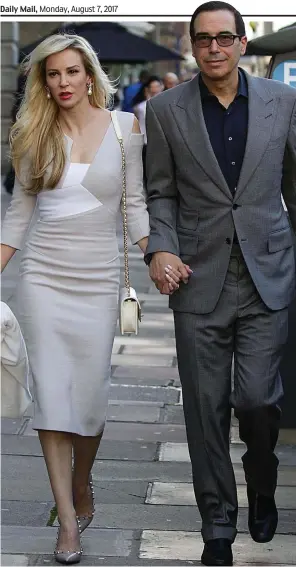  ??  ?? Visit: Louise Linton and Steve Mnuchin in Edinburgh at the weekend