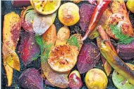  ?? ?? A tray of roasted vegetables