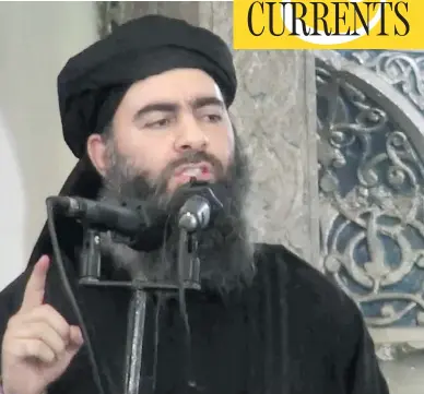  ?? MILITANT VIDEO, / THE ASSOCIATED PRESS ?? A new book outlines how Abu Bakr al-Baghdadi, the leader of the Islamic State group, took advantage of the chaos created by the Arab Spring, which dissolved national institutio­ns. This opening allowed ISIL a chance to expand.