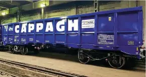  ??  ?? Illustrate­d at Greenbrier-Astra Rail’s Drobeta-Turnu Severin facility in South West Romania, Cappagh-branded VTG JNA box wagon No. 81 70 5500 715-4 is getting readied for its 2200km (1370 mile) journey to the UK. Gareth Bayer