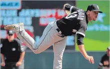  ?? GETTY IMAGES FILE PHOTO ?? Danny Farquhar of the Chicago White Sox throws during a game on Aug. 31, 2017. He’s in critical condition following a brain hemorrhage.