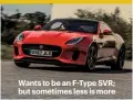  ??  ?? Wants to be an F Type SVR; but sometimes less is more