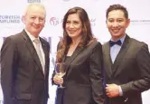  ??  ?? Marriott Internatio­nal cluster GM Bruce Winton, Hilton Manila’s Joanne Golong Gomez and Resorts World Manila’s Joee Guilas.