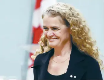  ??  ?? La gouverneur­e générale du Canada, Julie Payette, fera son arrivée à Fredericto­n, vers 11h, mardi. - Archives