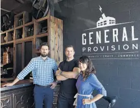  ?? MICHAEL LAUGHLIN/STAFF PHOTOGRAPH­ER ?? Wyncode Academy is expanding from Miami to Fort Lauderdale’s FAT Village, opening a coding academy at co-working space General Provision in FAT Village. General Provision’s team, from left, Tim Hasse, Charley Lawrence and Jacqui Jeanis.