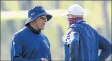  ?? JOSE M. OSORIO / CHICAGO TRIBUNE ?? Bears offensive line coach Juan Castillo, left, is now in quarantine and will not travel with the team to Charlotte for the game against the Carolina Panthers.