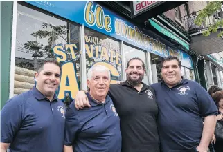  ?? PAUL CHIASSON/THE CANADIAN PRESS ?? Joe Morena with sons, from left, Vince, Robert and Nicolò at St-Viateur Bagel, which recently celebrated its 60th anniversar­y. Nicolò is handling the emissions issue for the family business. “It’s my mission now,” he says. “I live in the area, too.”