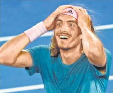  ?? REUTERS ?? Stefanos Tsitsipas, 20, reached the quarter-finals of a Grand Slam for the first time. His previous best was 4th round at Wimbledon.