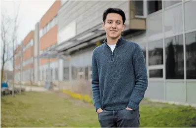  ?? M AT H E W MCCARTHY WATERLOO REGION RECORD ?? Kian Mirzaei stands outside Laurel Heights Secondary School in Waterloo.