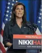  ?? MEG KINNARD THE ASSOCIATED PRESS ?? Republican presidenti­al candidate and former UN Ambassador Nikki Haley gives a speech on the state of her campaign on Tuesday in Greenville, S.C.