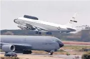  ?? SOURCE: U.S. AIR FORCE ?? An NKC-135 takes off during operations in the Middle East. The Big Crow Office Programs used two similar planes for electronic warfare testing.