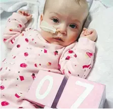  ?? COURTESY OF DUCHARME FAMILY ?? Madalayna Ducharme at seven months old at the Hospital for Sick Children in Toronto.